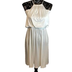 White Halter Dress Sleeveless Casual Dress Midi‎ Dress Party